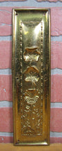 Load image into Gallery viewer, Art Nouveau Repousse Floral Stems Old Brass Door Push Plate Ornate High Relief
