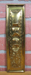 Art Nouveau Repousse Floral Stems Old Brass Door Push Plate Ornate High Relief