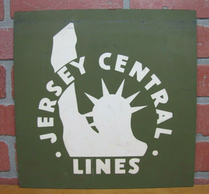 JERSEY CENTRAL LINES Sign Railroad Train Advertising Wood Board Vintage RR Ad