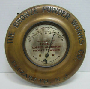 THE BRONZE POWDER WORKS Co ELIZABETH NJ Orig Old Advertising Sign Thermometer