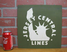 Load image into Gallery viewer, JERSEY CENTRAL LINES Sign Railroad Train Advertising Wood Board Vintage RR Ad
