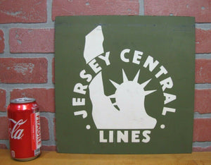 JERSEY CENTRAL LINES Sign Railroad Train Advertising Wood Board Vintage RR Ad