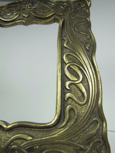 Load image into Gallery viewer, Antique Art Nouveau Frame Heart Scroll Cast Iron Brass Ornate Picture Mirror
