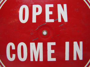 WILL RETURN AT / OPEN COME IN Old Double Sided Store Tin Sign Adjustable Hours