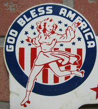 Load image into Gallery viewer, GOD BLESS AMERICA ADELPHIA ROLLER SKATING PHILA Old License Plate Topper Sign
