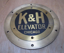 Load image into Gallery viewer, K&amp;H ELEVATOR CHICAGO Antique Brass Plaque Sign Building Architectural Hardware
