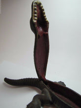 Load image into Gallery viewer, Antique Cast Iron Alligator match safe trinket tray top lift old original paint
