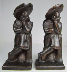 LAZY PEDRO HUBLEY USA 493 Old Cast Iron Bookends Decorative Art Statues