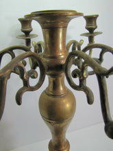 Load image into Gallery viewer, Antique 19c Candelabra Seven w Six Arms Heavy Brass Ornate Candle Holder Patina
