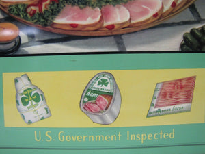 IRISH HAM Old Advertising Sign Butcher Shop Grocery AMERICAN ART WORKS Cos Ohio