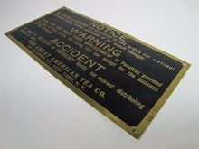 Load image into Gallery viewer, GREAT AMERICAN TEA Co Old Brass Sign NO PERSONS PERMITTED TO RIDE IN CAR
