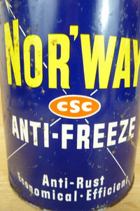 NOR'WAY ANTI-FREEZE One Gallon Advertising Tin Gas Station Repair Shop Parts Ad
