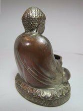 Load image into Gallery viewer, BUDDHA Old Incense Burner SWIRLING LOGS GOOD LUCK Ornate Silver Nickel Plate
