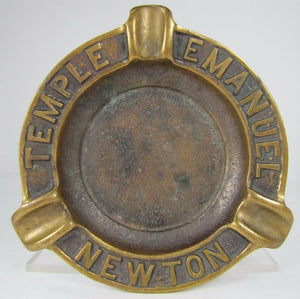 Old Bronze TEMPLE EMANUEL NEWTON Advertising Ashtray RICHARD FINE & SONS BOSTON