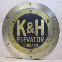 Load image into Gallery viewer, K&amp;H ELEVATOR CHICAGO Antique Brass Plaque Sign Building Architectural Hardware
