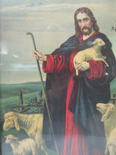 Load image into Gallery viewer, Antique Framed Print &#39;The Good Shepherd&#39; old litho gold detailed frame artwork
