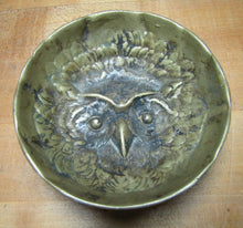 Load image into Gallery viewer, Antique Bronze OWL Tray High Relief Ornate Detail Deep Thick Trinket Card Tip
