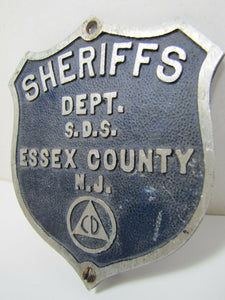 CD CIVIL DEFENSE SHERRIFS DEPT ESSEX COUNTY NJ Old Car Plate Topper Badge Sign