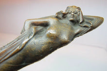 Load image into Gallery viewer, Antique 1910 Nude Bronze Letter Opener Page Turner J Kratina Freemason Ldg 271
