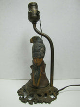 Load image into Gallery viewer, PARROT ON STUMP Antique Cast Iron Decorative Art Lamp htf unique old bird light
