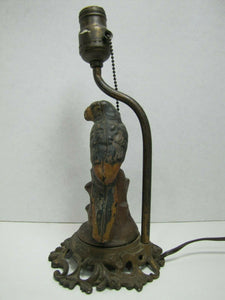 PARROT ON STUMP Antique Cast Iron Decorative Art Lamp htf unique old bird light