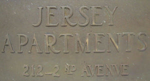 Old JERSEY APARTMENTS Brass Building Plaque Sign ASBURY PARK NJ Shore Embossed