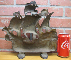 c1930 Cast Iron Nautical Sailing Ship Doorstop Creation Co Wonderful Detail