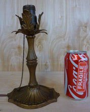 Load image into Gallery viewer, Antique Leaves Petals Decorative Cast Iron Lamp Original Old Gold Paint Light
