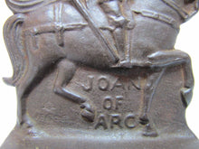 Load image into Gallery viewer, Orig 1920s JOAN of ARC Cast Iron Bookend rare SNEAD &amp; Co JERSEY CITY NJ
