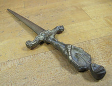 Load image into Gallery viewer, KNIGHT in SHINING ARMOR w SWORD Old Brass Letter Opener Figural Desk Art
