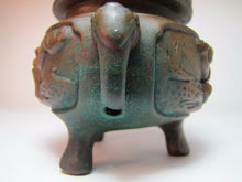 Load image into Gallery viewer, Antique Bronze Foo Dog Asian Incense Burner High Relief JB 1883 Jenning Bros
