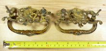 Load image into Gallery viewer, Antique 19c Brass Grotesque Face Head Koi Monster Pulls Architectural Hardware
