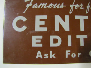 CENTURY EDITION CATALOG Old Ad Sign 'Famous for Fifty Years' Metal Chain Hanger