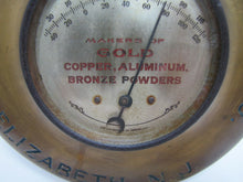 Load image into Gallery viewer, THE BRONZE POWDER WORKS Co ELIZABETH NJ Orig Old Advertising Sign Thermometer
