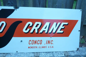 CONCO CRANE Old Porcelain Sign Crane Hook Conco Inc Mendota Ill USA Industrial