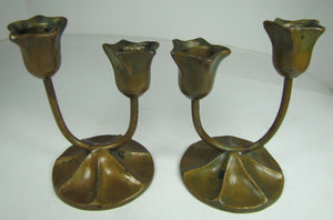 1930s McCLELLAND BARCLAY Pair Decorative Art Floral Figural Candlesticks