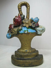 Load image into Gallery viewer, BASKET of FLOWERS Antique Cast Iron Doorstop Old Paint Decorative Art Statue
