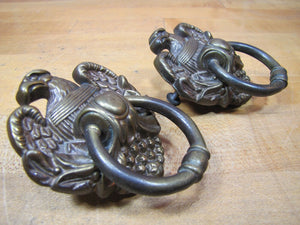 Old Pair Figural EAGLE Pulls Hangers Decorative Architectural Hardware Elements