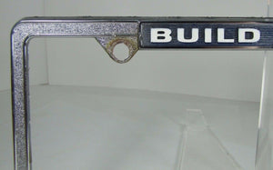 BUILD UNION BUY AMERICAN Original Old License Plate Frame Made in USA Sign Ad