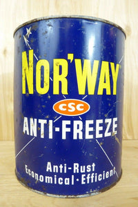 NOR'WAY ANTI-FREEZE One Gallon Advertising Tin Gas Station Repair Shop Parts Ad