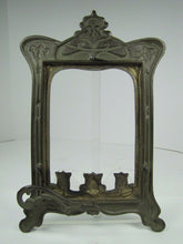 Load image into Gallery viewer, Antique Art Nouveau Frame Tulips Flowers Cast Iron Brass Ornate Picture Mirror
