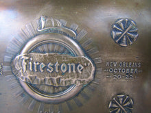 Load image into Gallery viewer, Antique Bronze 1914 Firestone National Fire Chiefs Convention Tray New Orleans
