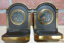 Load image into Gallery viewer, NEW YORK UNIVERSITY 1930s CS&amp;C Co NYU Brass Decorative Art Bookends Book Ends
