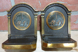 NEW YORK UNIVERSITY 1930s CS&C Co NYU Brass Decorative Art Bookends Book Ends