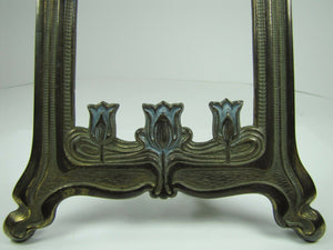 Antique Art Nouveau Frame Tulips Flowers Cast Iron Brass Ornate Picture Mirror