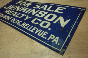 JENKINSON REALTY Co CAMERAPHONE Bldg BELLEVUE PA Old Embossed Tin Ad Sign