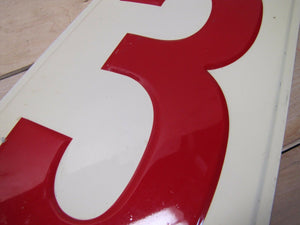 Gas Station Price # 3 Sign original vintage embossed large metal number three gp