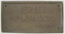 Load image into Gallery viewer, Old JERSEY APARTMENTS Brass Building Plaque Sign ASBURY PARK NJ Shore Embossed
