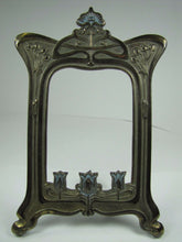 Load image into Gallery viewer, Antique Art Nouveau Frame Tulips Flowers Cast Iron Brass Ornate Picture Mirror
