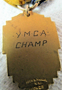 ALLSTATE Swimming YMCA CHAMP 10k GF Antique Medallion Ribbon HOCK & MANDEL NY